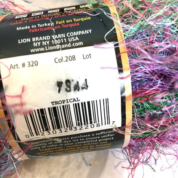Tropical Eyelash Yarn Fun Fur Lion Brand Yarn Bundle of 2 - Picture 5 of 5